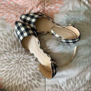 DIBA black checkered strap flats- never worn!